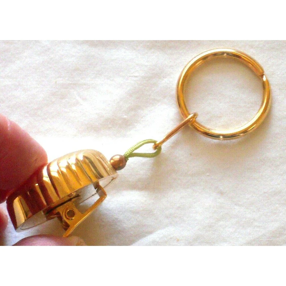 Vintage 1984 Avon Retractable Key Ring Clip Gold Tone & White